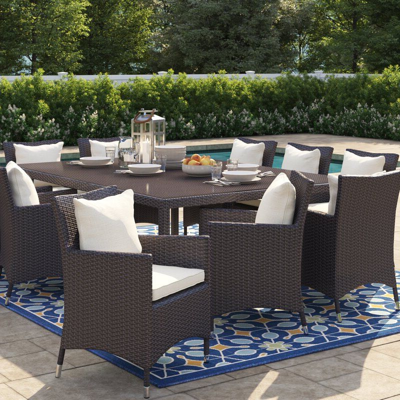 Fashionable Patio Dining Sets With Cushions Inside Sol 72 Outdoor™ Brentwood 11 Piece Outdoor Patio Dining Set With (View 10 of 15)