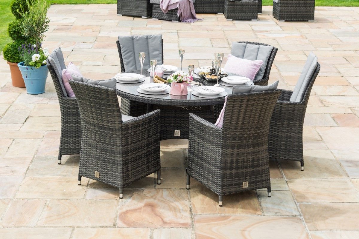 Favorite Gray Wicker Rectangular Patio Dining Sets Intended For Maze Rattan – La 6 Seat Rectangular Dining Set With Ice Bucket – Grey (View 7 of 15)