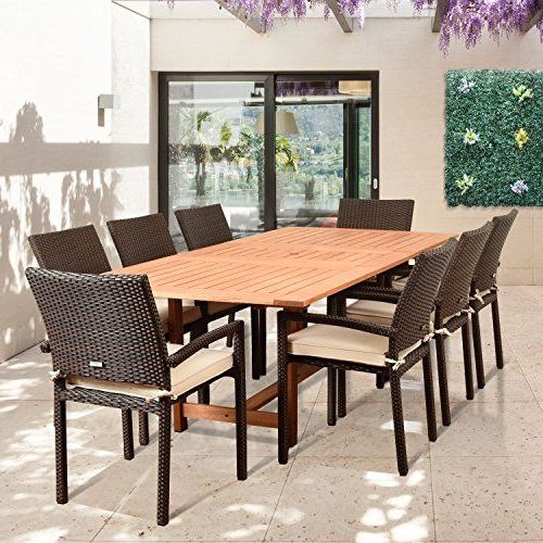 Favorite Off White Cushion Patio Dining Sets For Amazonia Audrey 9 Piece Rectangular Patio Dining Set Brown With Off (View 4 of 15)