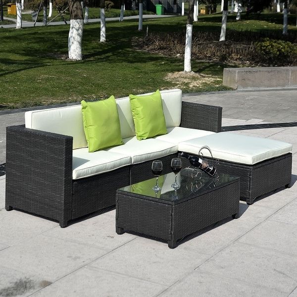 Favorite Outdoor Wicker Sectional Sofa Sets For Shop Costway Outdoor Patio 5pc Furniture Sectional Pe Wicker Rattan (View 11 of 15)