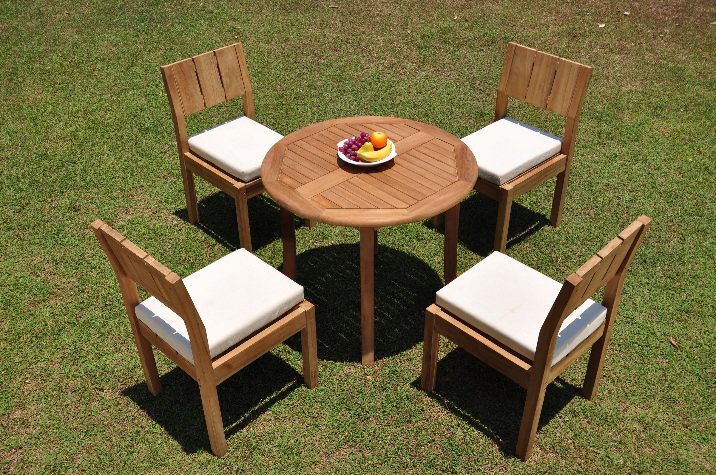 Grade A Teak Dining Set: 4 Seater 5 Pc: 36" Round Table And 4 Veranda For Favorite Armless Round Dining Sets (View 4 of 15)
