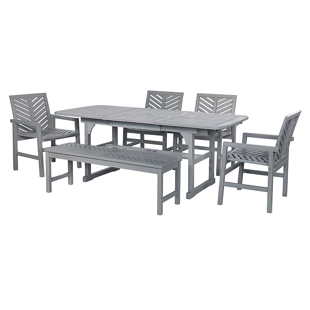 Gray Extendable Patio Dining Sets Within Famous Best Buy: Walker Edison 6 Piece Windsor Extendable Patio Dining Set (View 7 of 15)