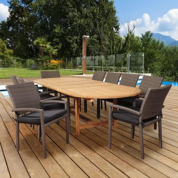 Gray Wicker Extendable Patio Dining Sets For Latest Seats 10 People And Includes 1 Double Extendable Oval Table And  (View 5 of 15)