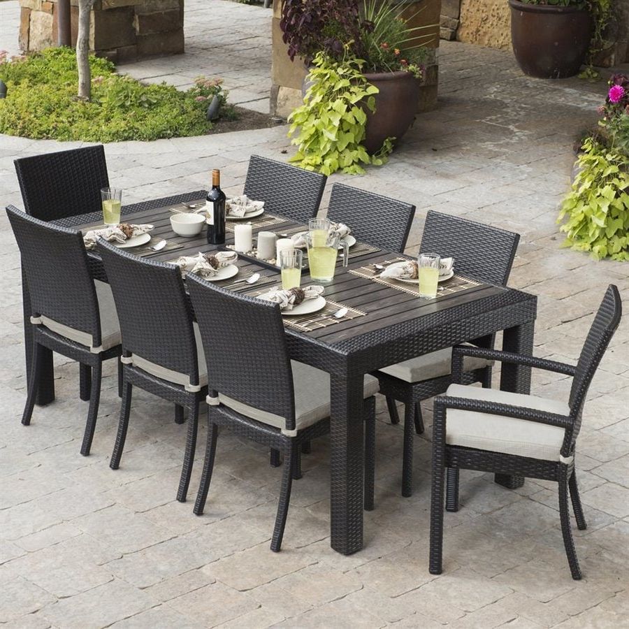 Gray Wicker Rectangular Patio Dining Sets Regarding Most Up To Date Shop Rst Brands Deco 9 Piece Brown Wood Frame Wicker Patio Dining Set (View 14 of 15)