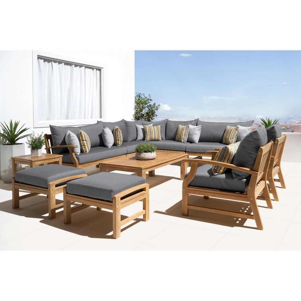 Gray Wood Outdoor Conversation Sets Pertaining To Latest Rst Brands Kooper 11 Piece Wood Patio Deep Seating Conversation Set (View 2 of 15)