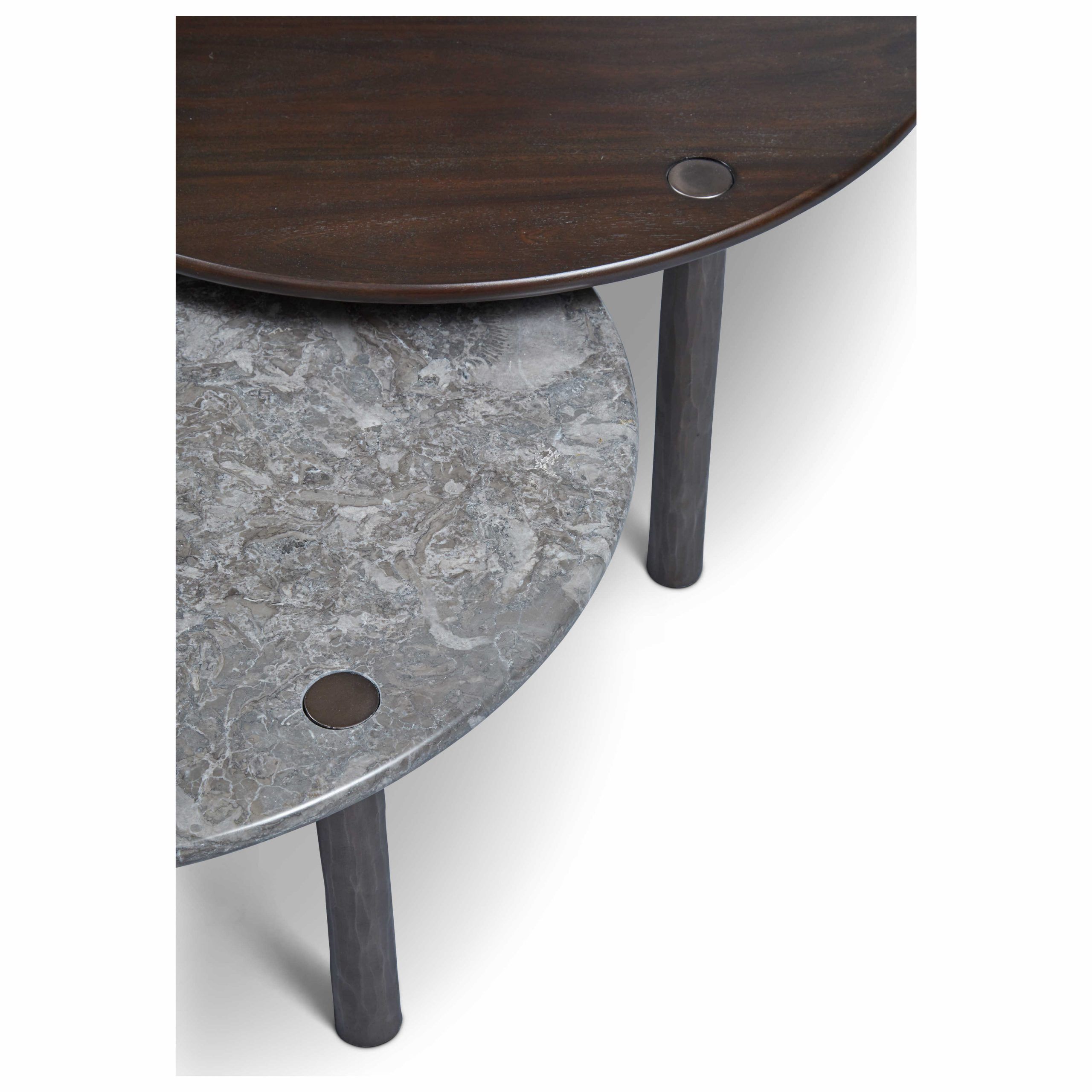 Gray Wood Outdoor Nesting Coffee Tables Intended For Most Current Urbia Ovaltine / Gray 34'' Wide Round Dahlia Nesting Coffee Table (set (View 14 of 15)