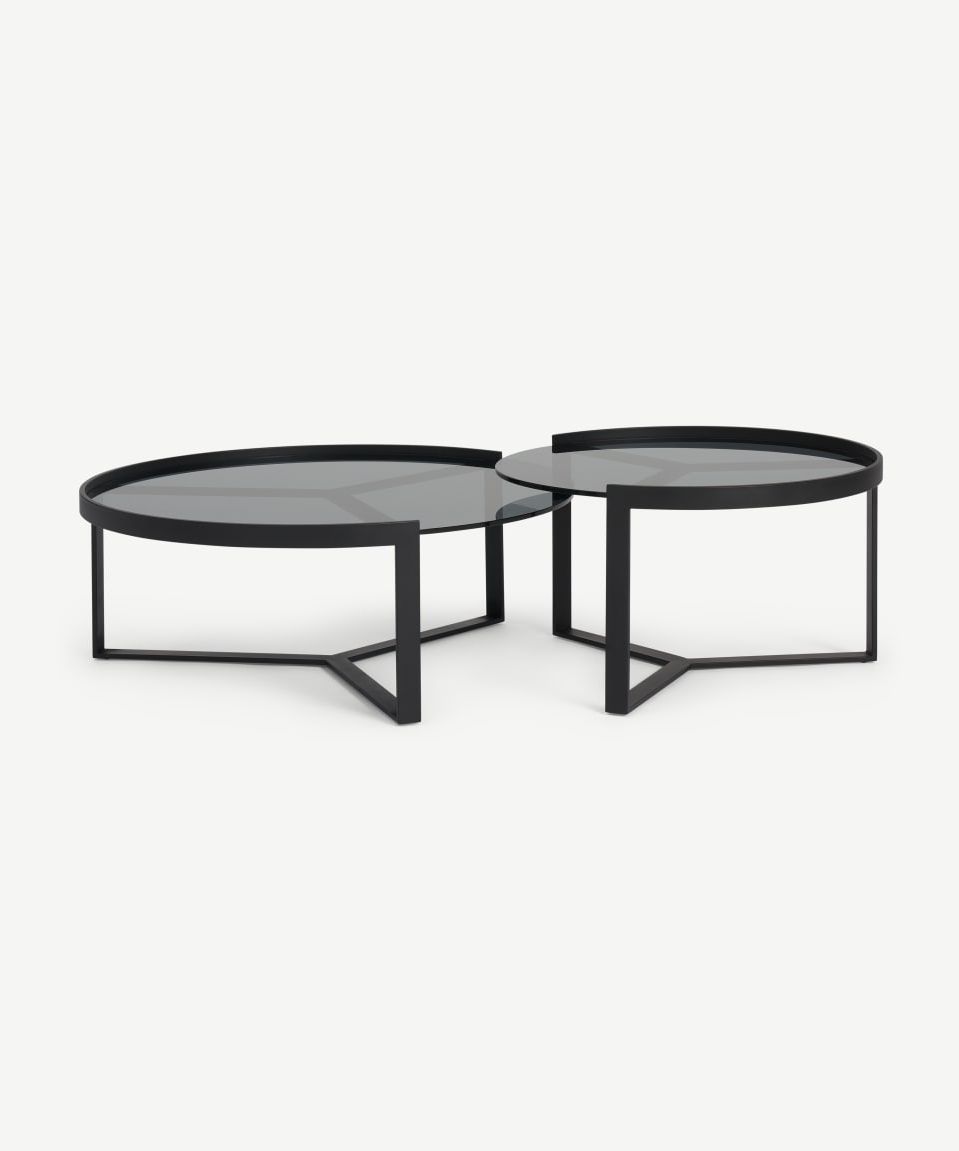 Gray Wood Outdoor Nesting Coffee Tables Pertaining To Most Recently Released Aula Nesting Coffee Table, Black & Grey (View 3 of 15)