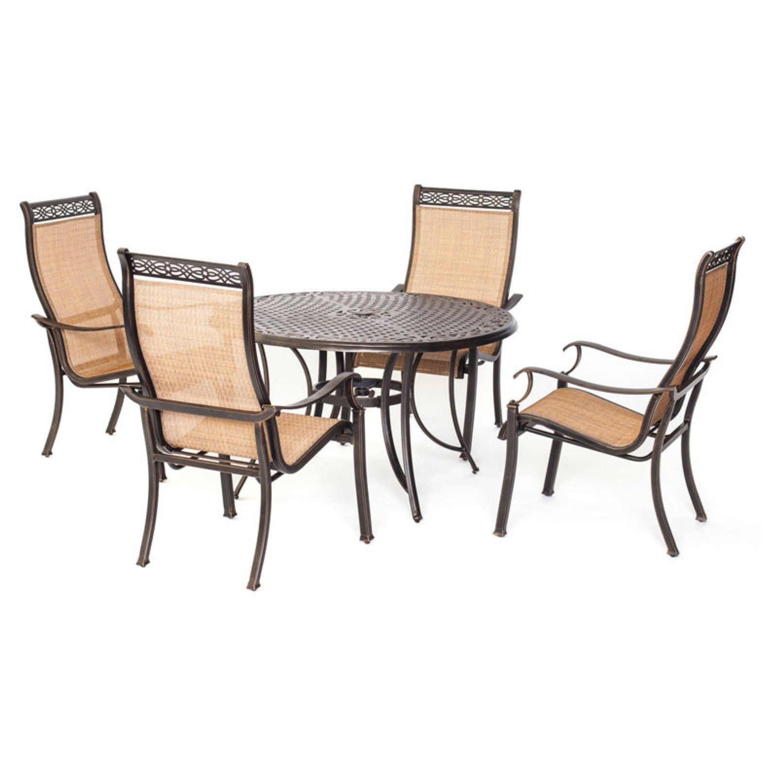Hanover Manor Aluminum 5 Piece Round Patio Dining Set – Walmart Throughout 2019 Round 5 Piece Outdoor Patio Dining Sets (View 9 of 15)