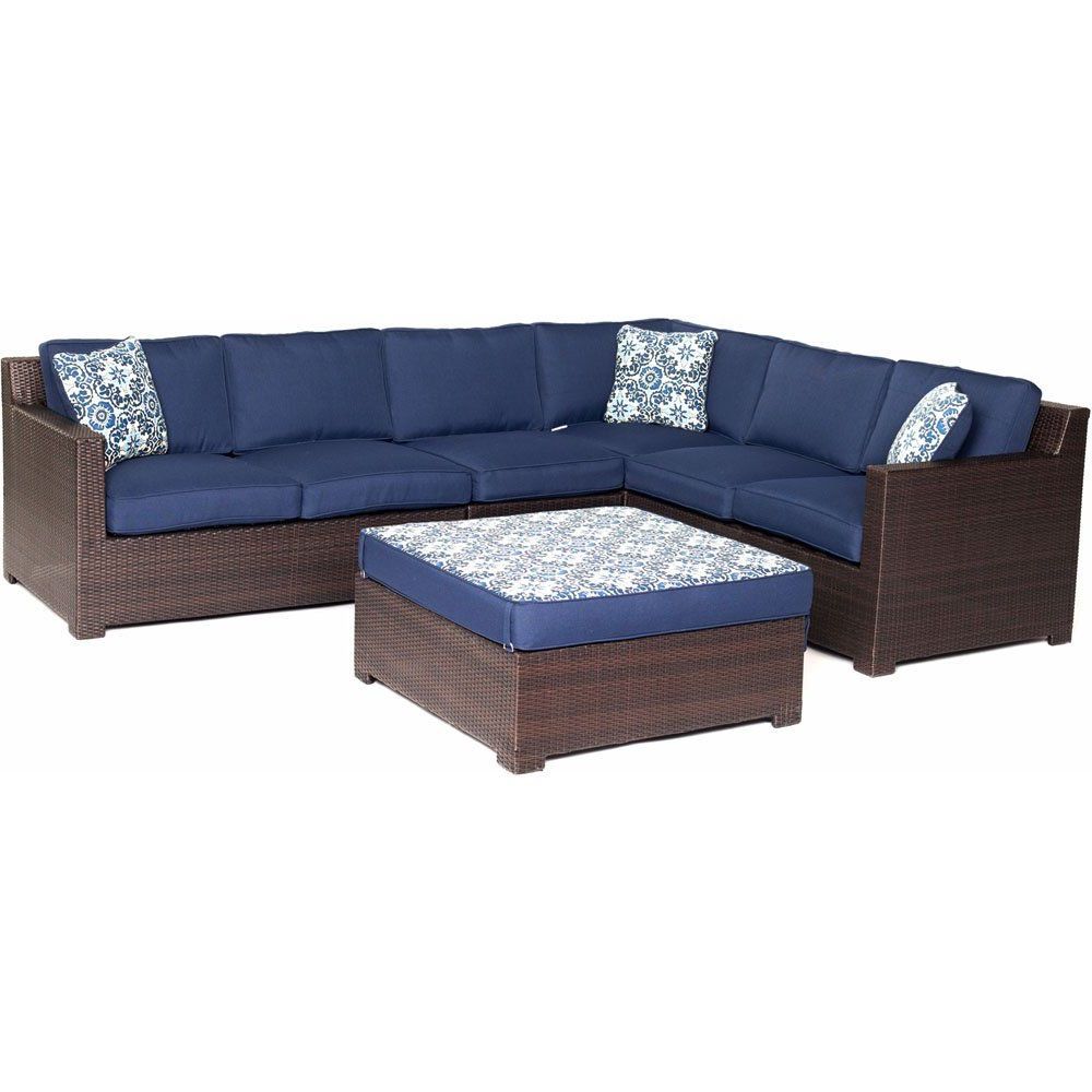 Hanover Metropolitan 5piece Outdoor Lounge Set Navy Blue — Find Out With Regard To Well Known Navy Outdoor Seating Sectional Patio Sets (View 1 of 15)