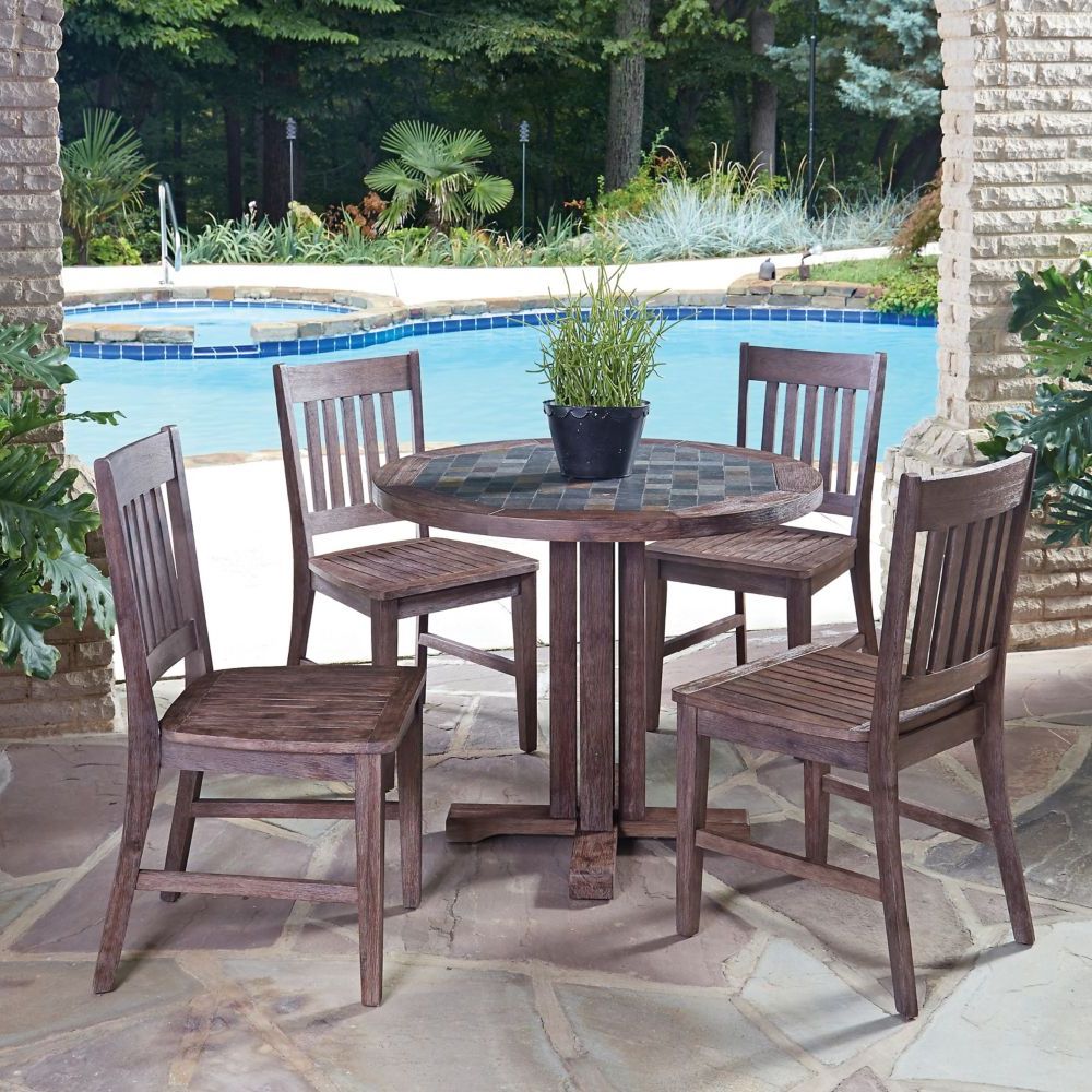 Home Styles Morocco 5 Piece Round Patio Dining Set With Arm Chairs Regarding Well Known Round 5 Piece Outdoor Dining Set (View 6 of 15)