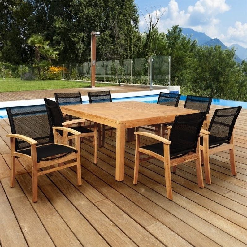 International Home Amazonia Teak 9 Piece Square Patio Dining Set – Sc With Regard To Current 9 Piece Square Dining Sets (View 7 of 15)