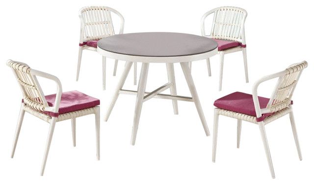 Kitaibela Modern Outdoor Armless Dining Set For Four With Round Table Throughout Preferred Armless Round Dining Sets (View 15 of 15)