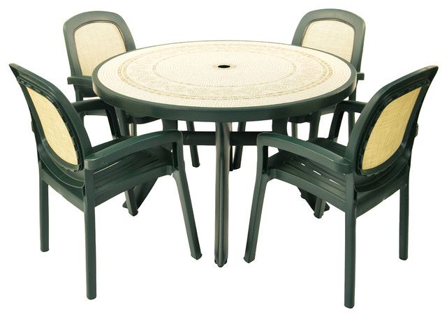 Large Ravenna Green Toscana Table With Beta Chairs, 5 Piece Set Within Newest Green 5 Piece Outdoor Dining Sets (View 12 of 15)