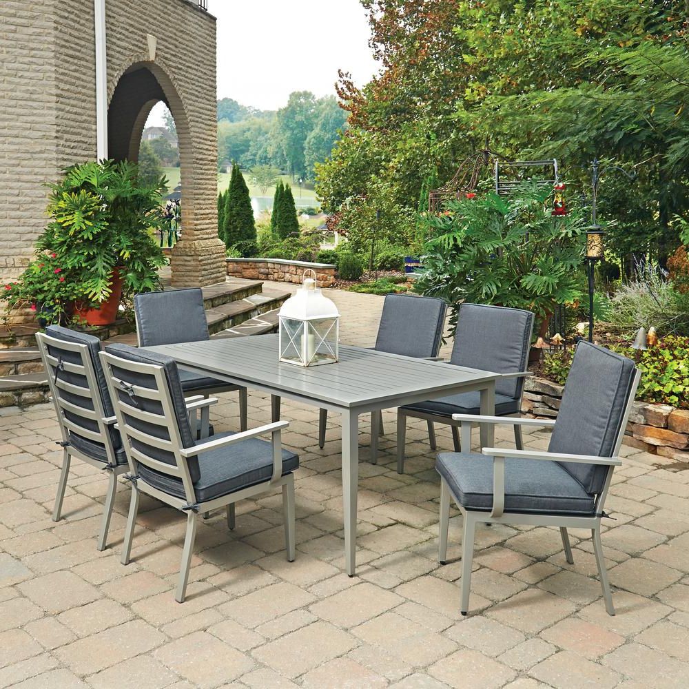 Large Rectangular Patio Dining Sets Throughout Fashionable Home Styles South Beach Grey 7 Piece Rectangular Extruded Aluminum (View 4 of 15)