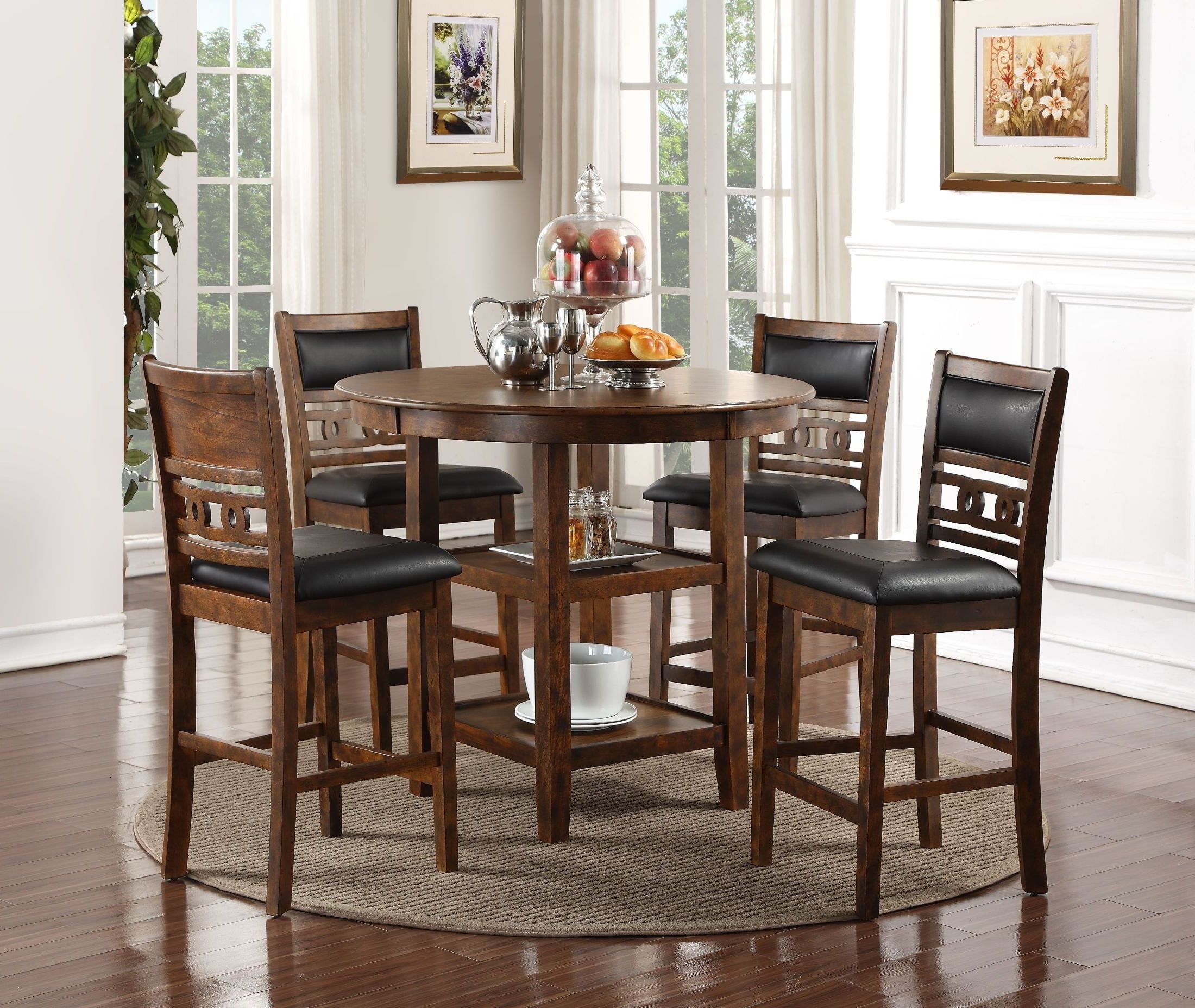 Latest 5 Piece Round Dining Sets For Gia Cherry 5 Piece Round Counter Height Dining Room Set From New (View 5 of 15)