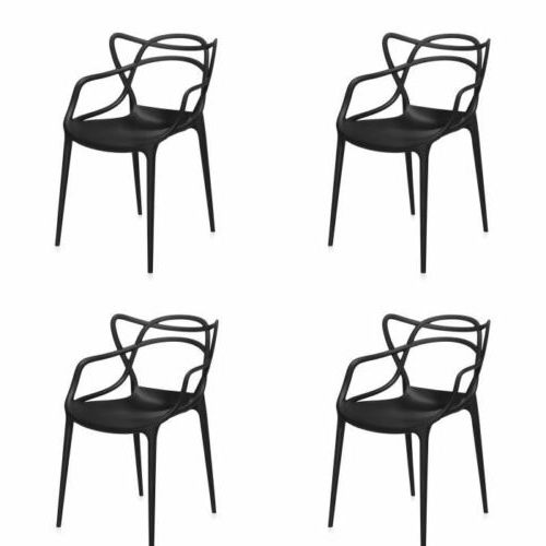 Latest Details About Set Of 4 Masters Chairs Black Style Indoor /outdoor With Black Outdoor Modern Chairs Sets (View 7 of 15)