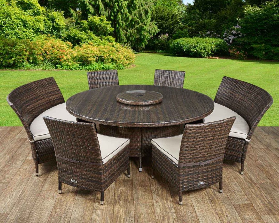 Latest Distressed Gray Wicker Patio Dining Sets For Rattan Garden Dining Set In Brown – Oxford – Rattan Garden Furniture (View 1 of 15)