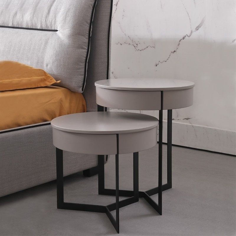 Latest Gray Wood Outdoor Nesting Coffee Tables With Regard To Luxury Modern Round Nightstand Gray And Black Nesting Side Tables With (View 8 of 15)