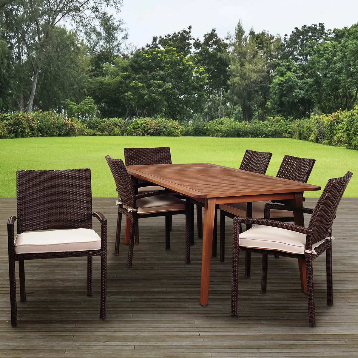 Latest Rectangular Teak And Eucalyptus Patio Dining Sets Within Product Main Image  (View 11 of 15)