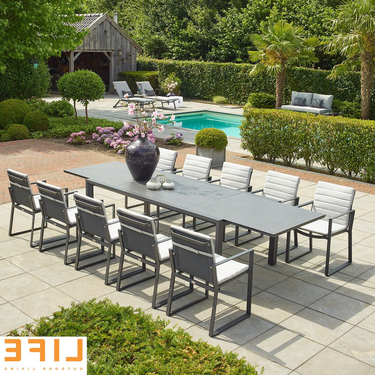 Life Outdoor Living Barossa 11 Piece Extendable Dining Table Set Pertaining To Most Current 11 Piece Extendable Patio Dining Sets (View 11 of 15)