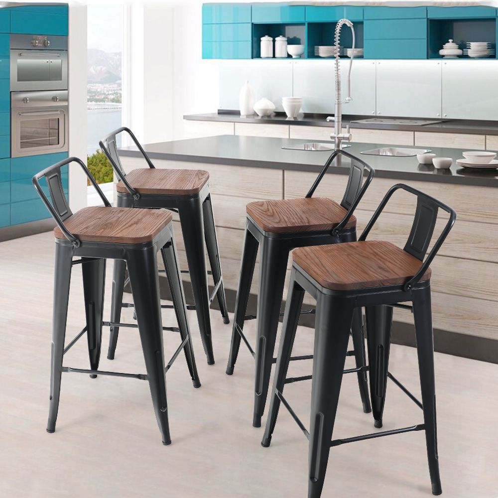 Mf Studio 24 Inch Metal Bar Stools With Removable Backres, Dining Intended For Latest Bar Tables With 4 Counter Stools (View 5 of 15)