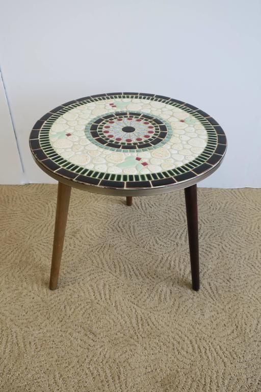 Mid Centuy Modern Tile Mosaic Round Side Table At 1stdibs Regarding Most Recently Released Mosaic Tile Top Round Side Tables (View 9 of 15)