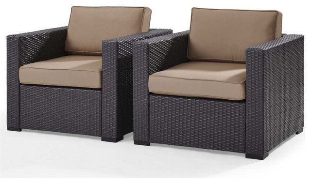 Mocha Fabric Outdoor Wicker Armchair Sets Regarding Well Liked Crosley Biscayne Wicker Patio Arm Chair In Brown And Mocha (set Of  (View 9 of 15)