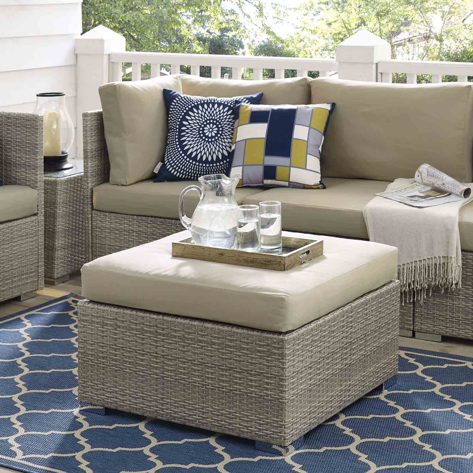 Modterior :: Outdoor :: Ottomans :: Repose Sunbrella Fabric Outdoor With Regard To Most Recently Released Fabric Outdoor Patio Sets (View 10 of 15)