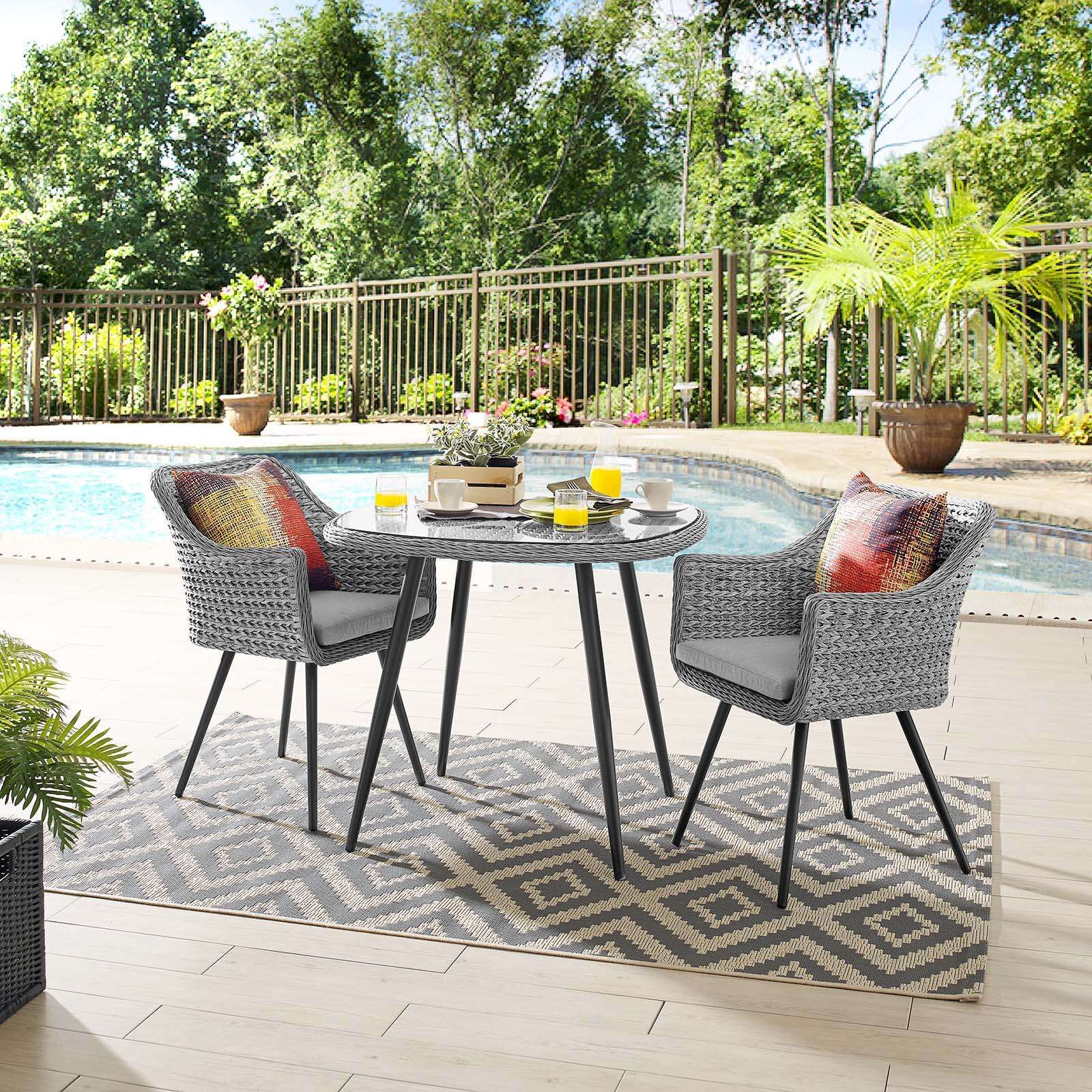 Modterior :: Outdoor :: Outdoor Sets :: Endeavor 3 Piece Outdoor Patio With Regard To Best And Newest Black Weave Outdoor Modern Dining Chairs Sets (View 5 of 15)