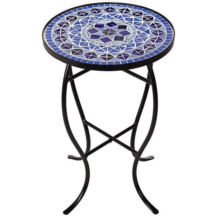 Mosaic Black Iron Outdoor Accent Tables With Most Recent Cobalt Mosaic Black Iron Outdoor Accent Table – #6f (View 4 of 15)