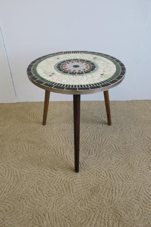 Mosaic Tile Top Round Side Tables With Regard To Fashionable Mid Centuy Modern Tile Mosaic Round Side Table At 1stdibs (View 12 of 15)