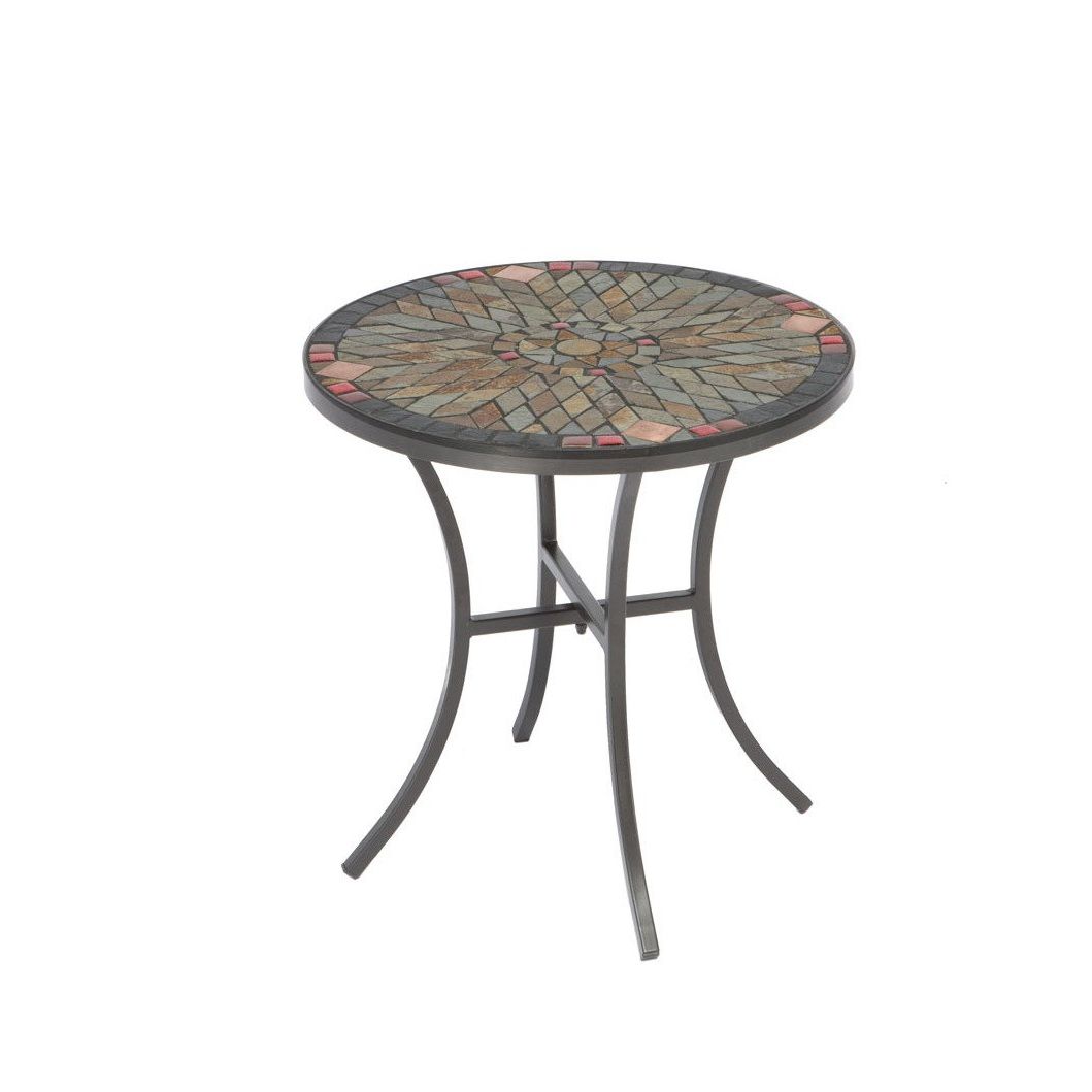 Mosaic Tile Top Round Side Tables Within Well Liked Sagrada Ceramic Inch Round Mosaic Outdoor Side Table With Tile Top And (View 13 of 15)