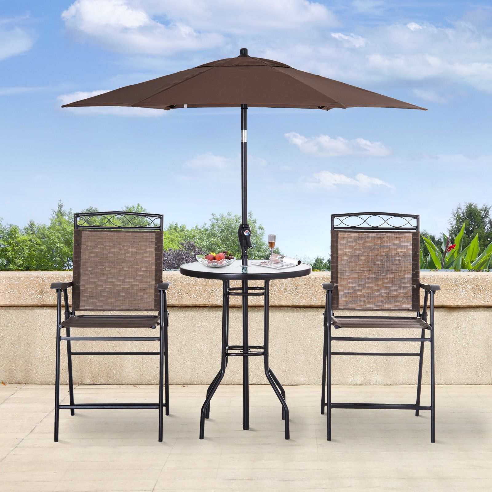 Most Current 4 Piece Wood Outdoor Bar Sets Intended For Outsunny4 Piecesteel Folding Outdoor Furniture Patio Dining Setbar (View 12 of 15)