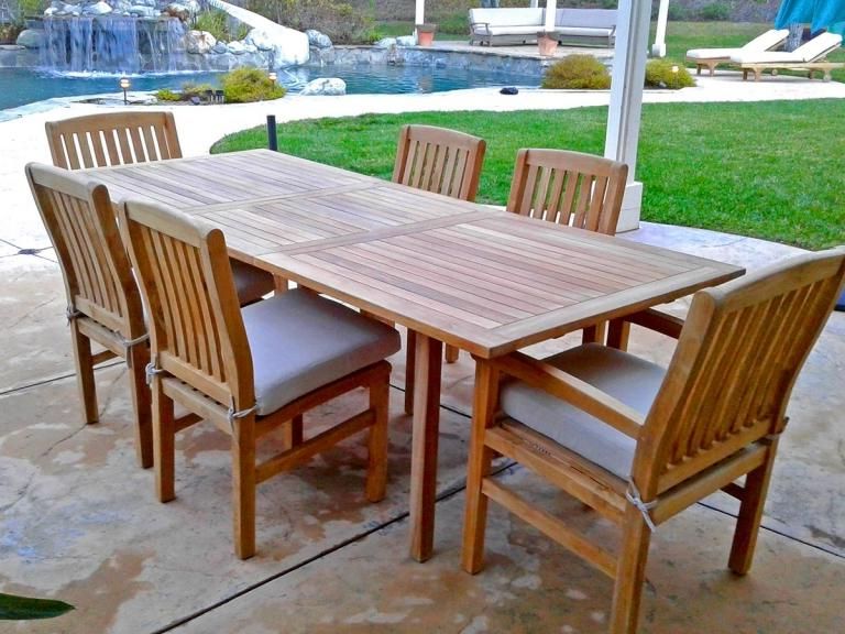 Most Current 7 Pieces Teak Outdoor Dining Sets For Waterford Teak 7 Piece Dining Set With Cushions – Iksun Teak Patio (View 7 of 15)