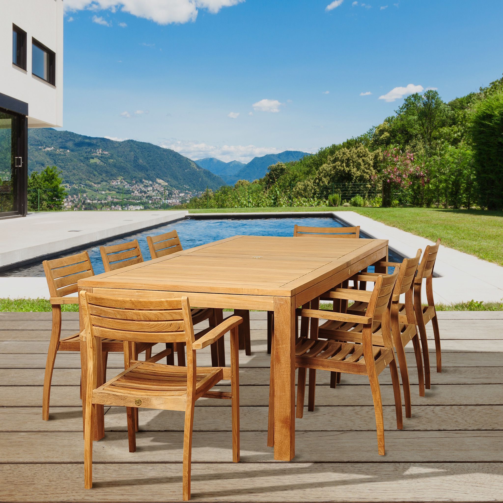 Most Current 9 Piece Teak Outdoor Square Dining Sets In Boyd 9 Piece Teak Rectangular Patio Dining Set (View 9 of 15)