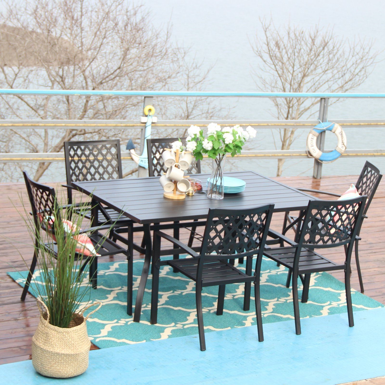 Most Current Black Eucalyptus Outdoor Patio Seating Sets Within Metal Patio Dining Sets You'll Love In  (View 9 of 15)
