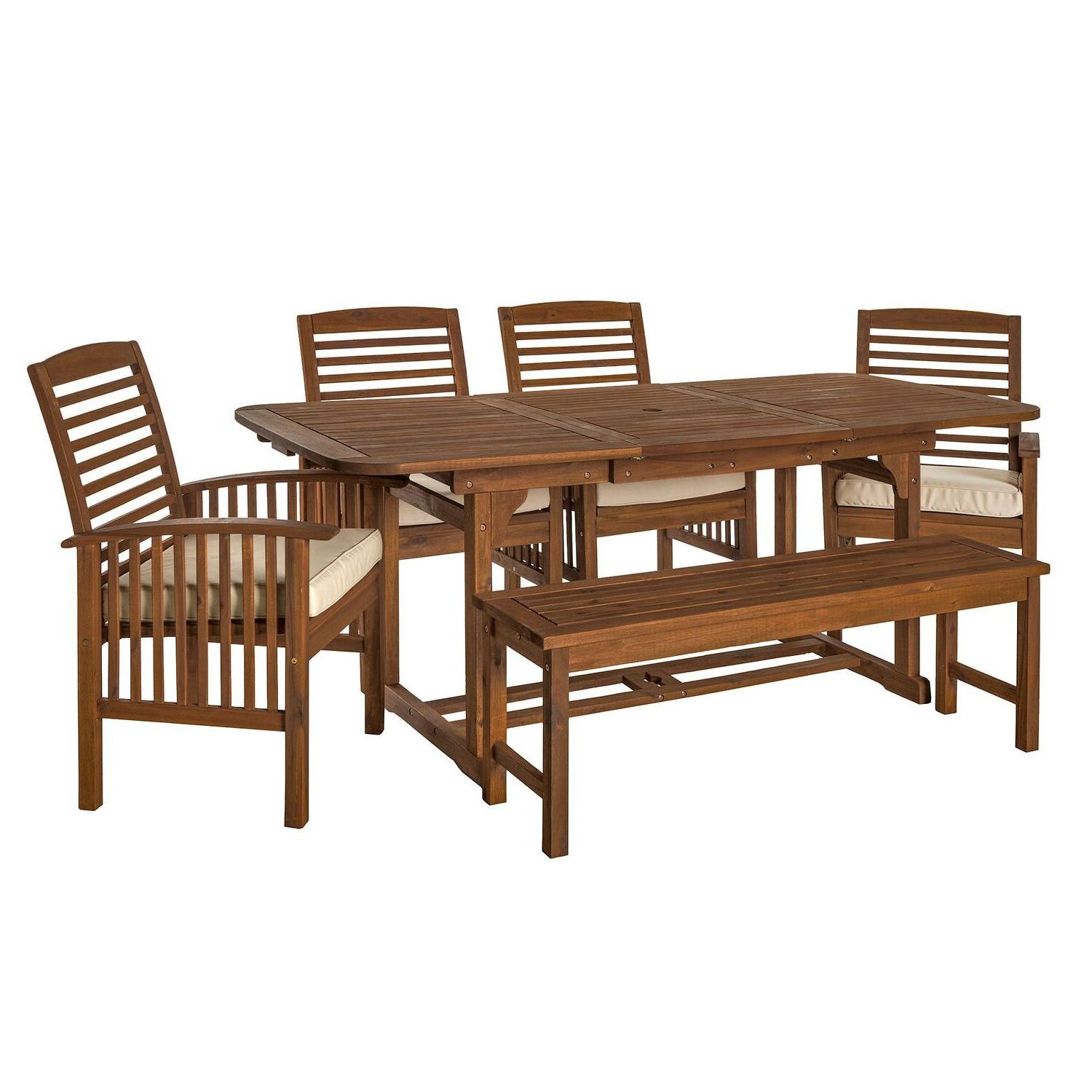 Most Current Dark Brown Patio Dining Sets With Regard To Midland 6 Piece Dark Brown Acacia Patio Dining Set W/ 55 X 35 Inch (View 2 of 15)