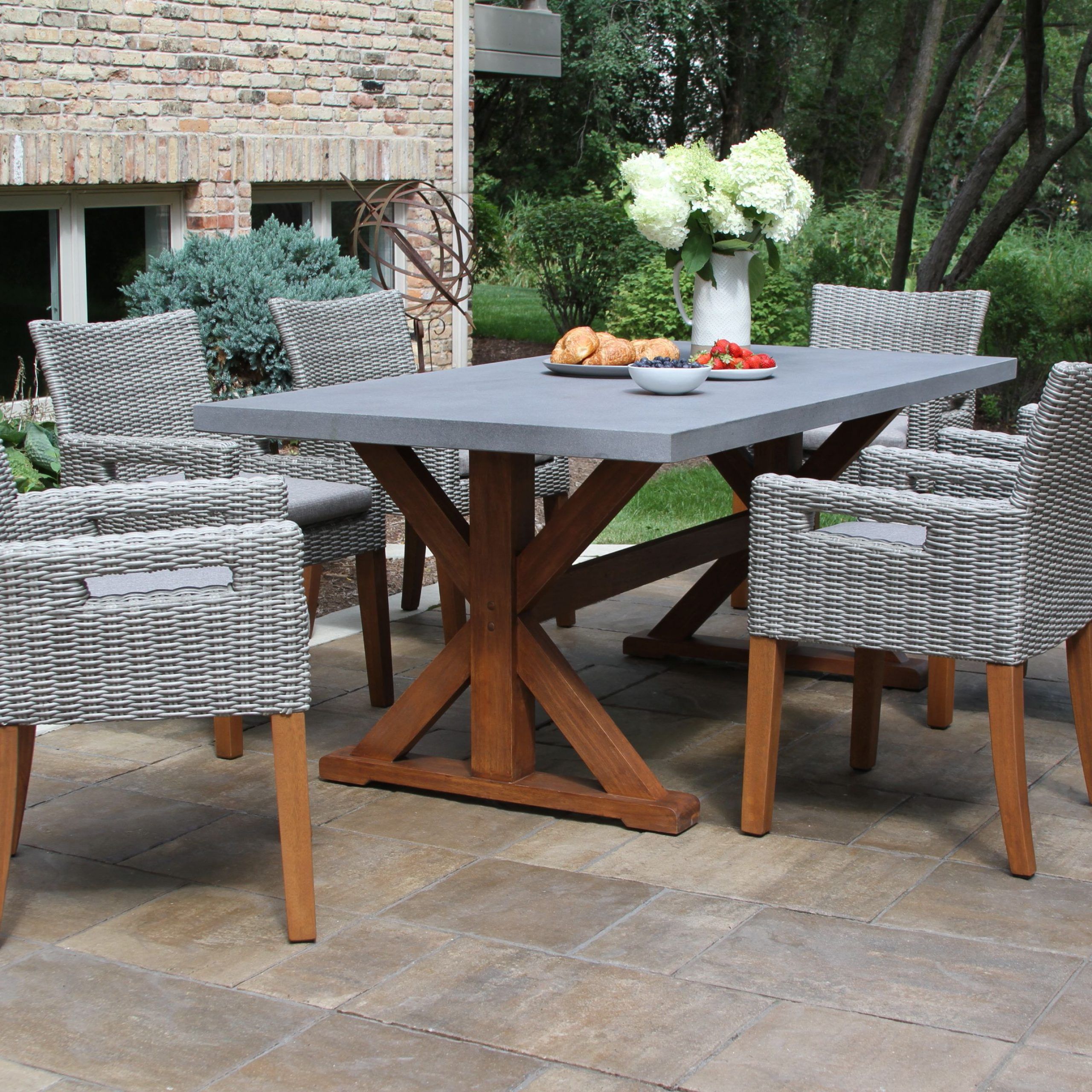 Most Current Dining Table Set For Backyard – Anna Furniture Regarding Round Teak And Eucalyptus Patio Dining Sets (View 6 of 15)