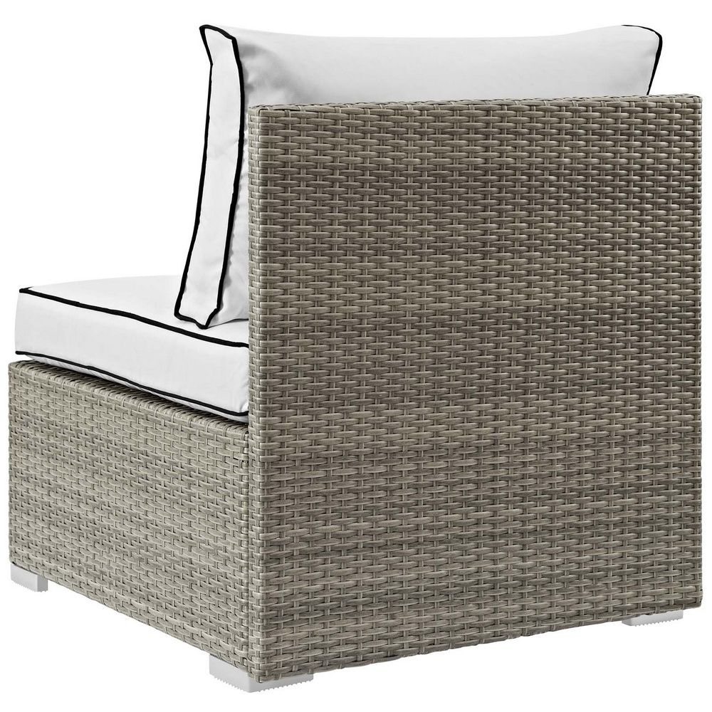 Most Current Fabric Outdoor Wicker Armchairs For Repose Light Gray/white Pe Rattan/fabric Patio Arm Chairmodway (View 14 of 15)