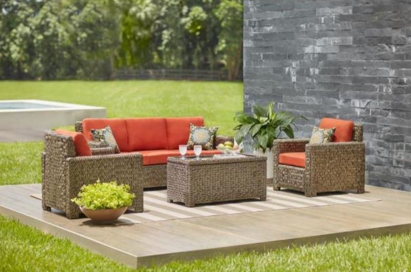 Most Current Hampton Bay Laguna Point 4 Piece Brown Wicker Outdoor Patio Deep In 4 Piece Wicker Outdoor Seating Sets (View 11 of 15)