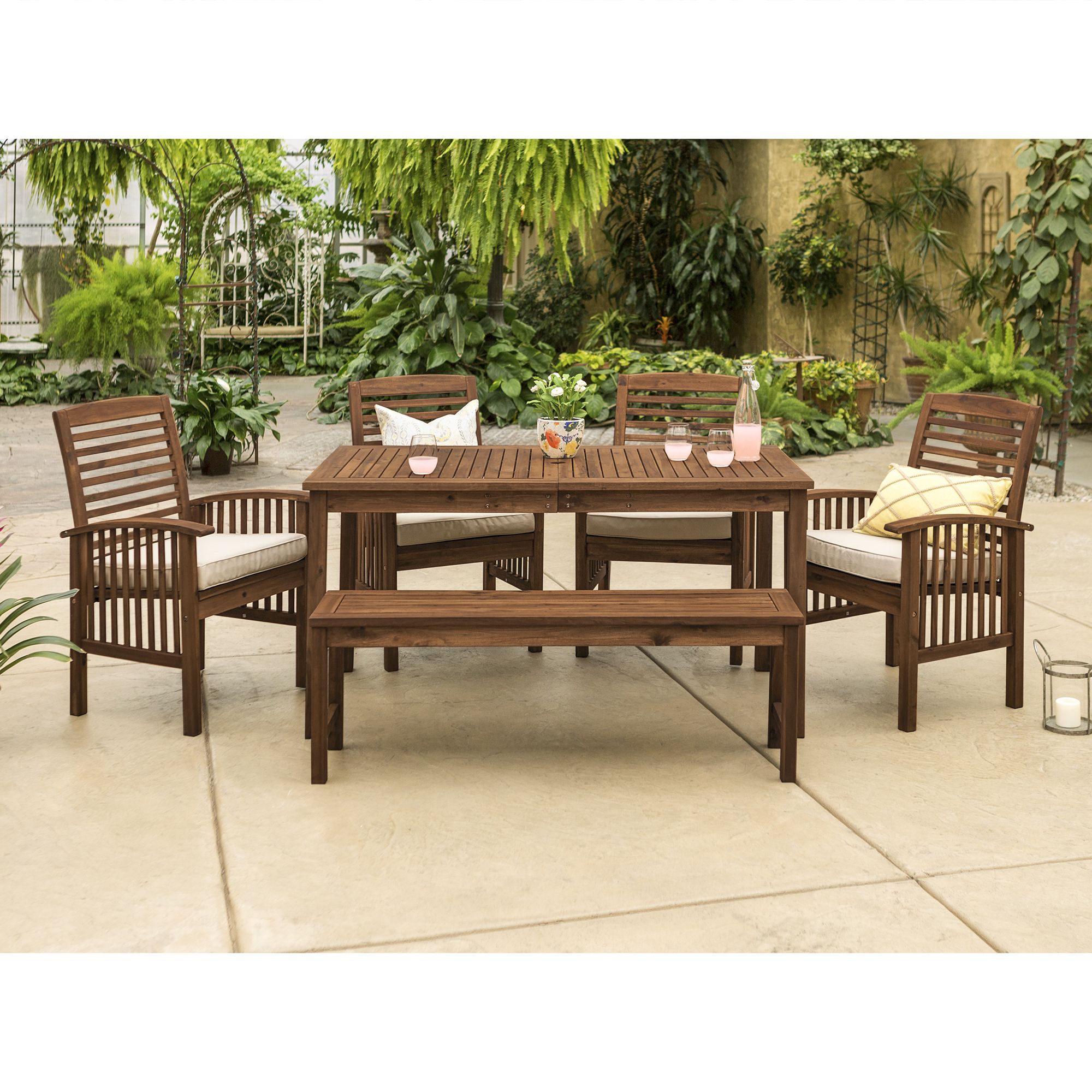 Most Current Manor Park 6 Piece Outdoor Patio Dining Set – Dark Brown – Walmart For Dark Brown Patio Dining Sets (View 6 of 15)