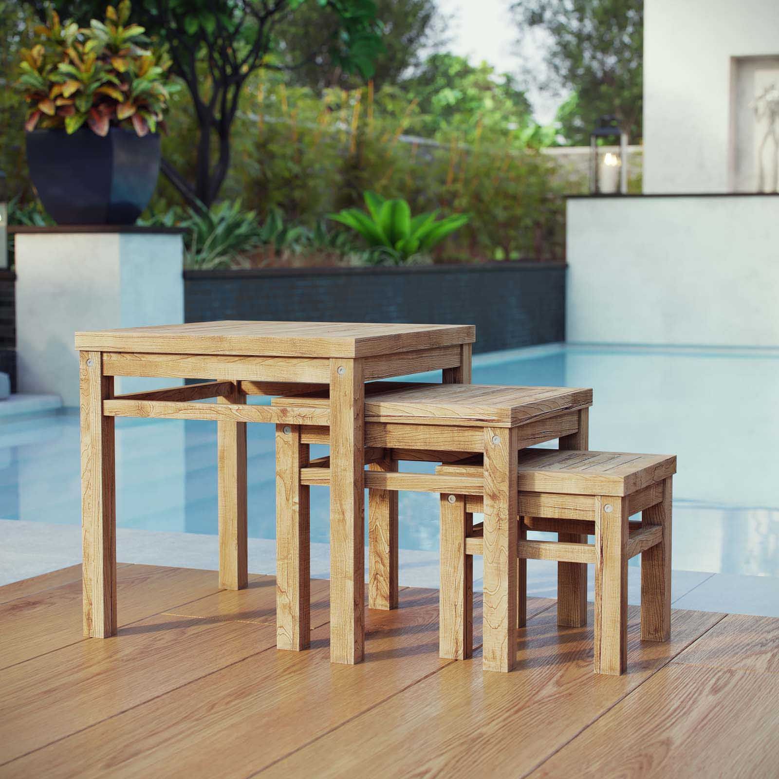 Most Current Modterior :: Outdoor :: Coffee Tables :: Marina Outdoor Patio Teak Intended For Natural Wood Outdoor Side Tables (View 6 of 15)
