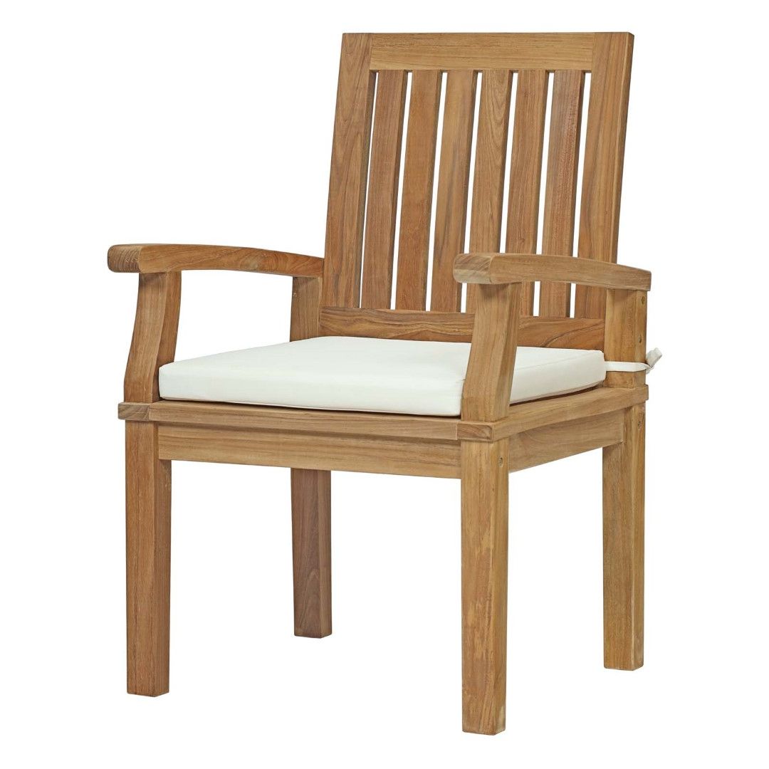 Most Current Modway Marina Outdoor Patio Premium Grade A Teak Wood Dining Chair In With Regard To White Wood Soutdoor Seating Sets (View 10 of 15)