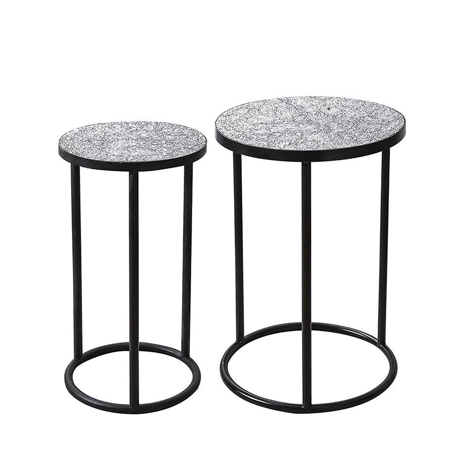 Most Current Mosaic Black Metal Round Side Table – Plant Stand – Glass Top Indoor With Mosaic Black Outdoor Accent Tables (View 9 of 15)