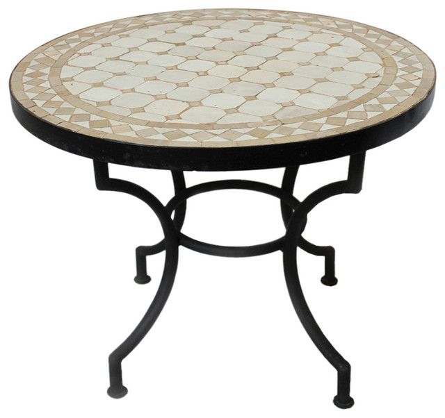 Most Current Mosaic Tile Top Round Side Tables Within Round Mosaic Tile Side Table 24" – Traditional – Side Tables And End (View 11 of 15)