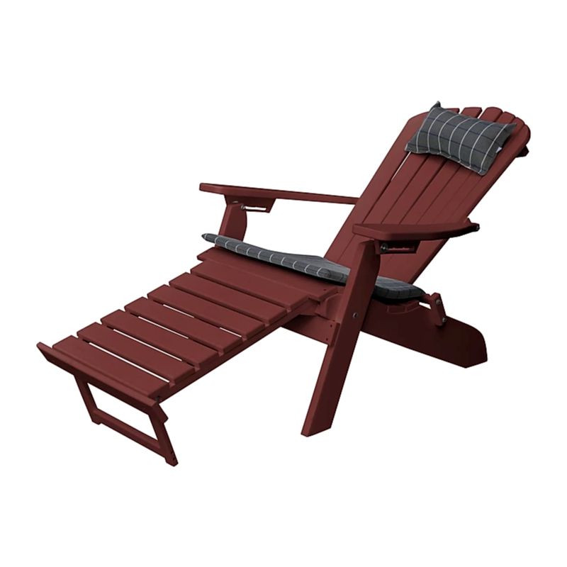 Most Current Recycled Plastic Reclining Adirondack Chair With Pullout Ottoman Regarding Dark Wood Outdoor Reclining Chairs (View 13 of 15)