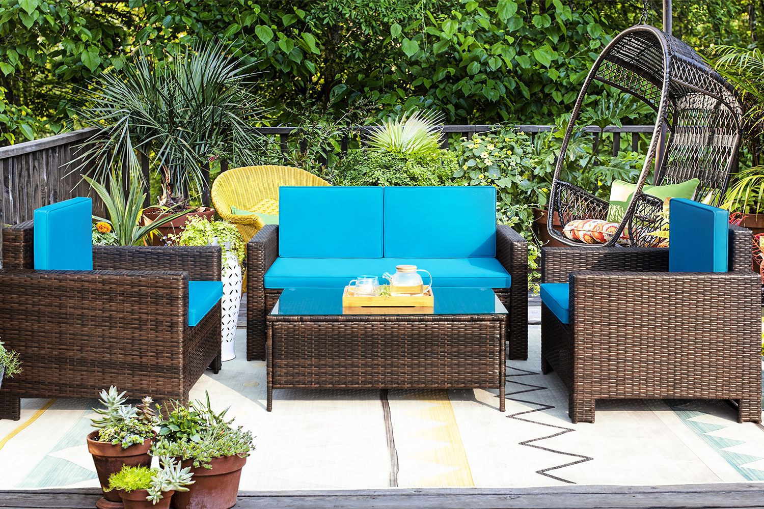 Most Current Walnew 4 Piece Wicker Outdoor Patio Conversation Set With Cushions With Regard To Brown Patio Conversation Sets With Cushions (View 2 of 15)