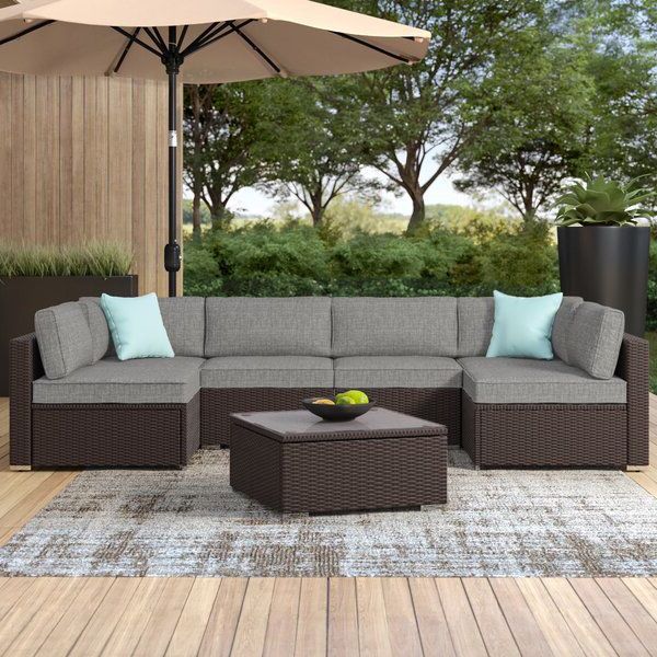 Most Popular Bozman 7 Piece Outdoor Patio Furniture Chocolate Brown Wicker Sofa W For Dark Brown Patio Chairs With Cushions (View 1 of 15)
