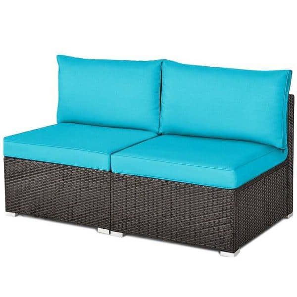 Most Popular Costway 2 Piece Wicker Patio Rattan Armless Sofa Sectional Furniture With Regard To 2 Piece Outdoor Wicker Sectional Sofa Sets (View 1 of 15)