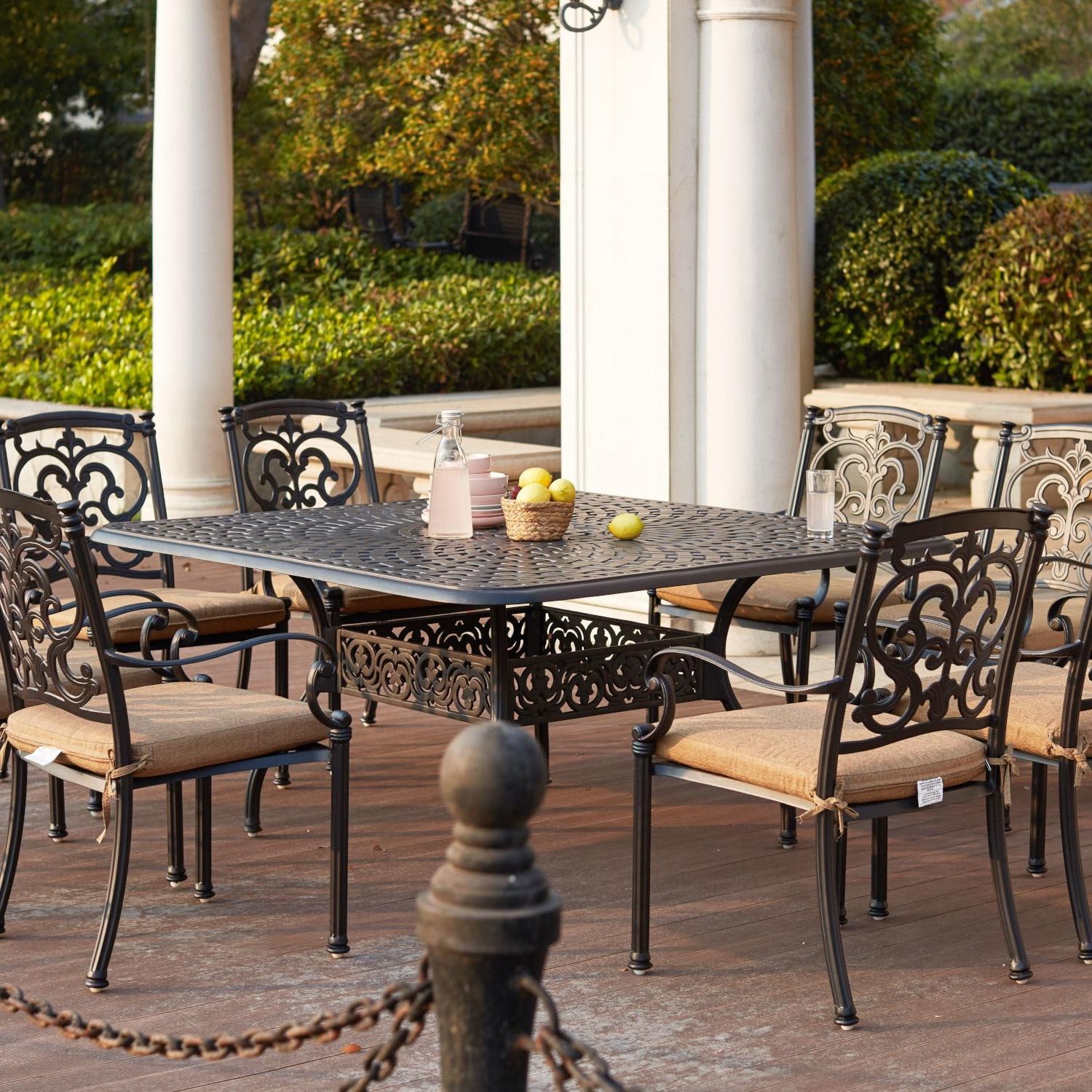 Most Popular Darlee Santa Barbara 9 Piece Cast Aluminum Patio Dining Set With Square Regarding Square 9 Piece Outdoor Dining Sets (View 1 of 15)